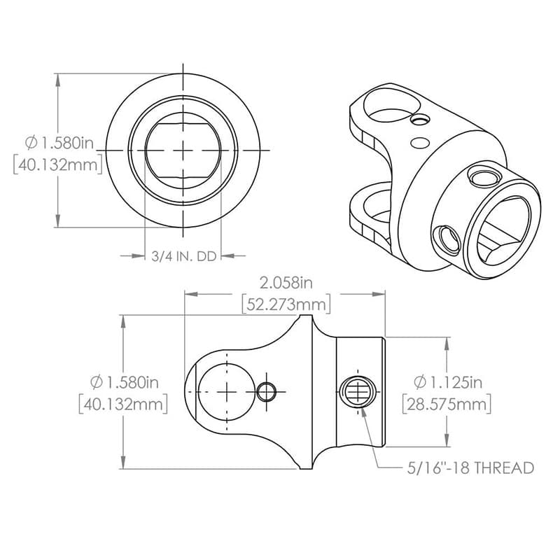 FR1796 3/4" DD X 1"48 Double UJoint