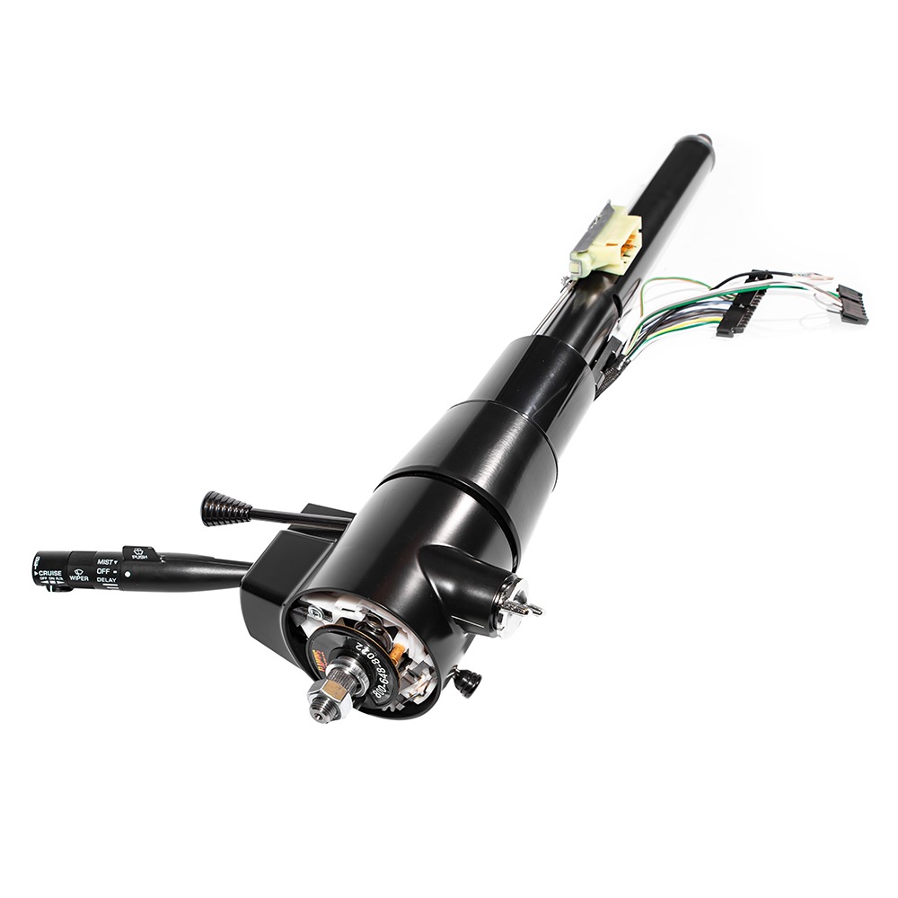 Custom Swipee Floorshift Tilt Steering Column w/Key for GM 70'S/80'S Style - Cruise, Wiper, Turn Signal, Dimmer - Black Powerdercoat